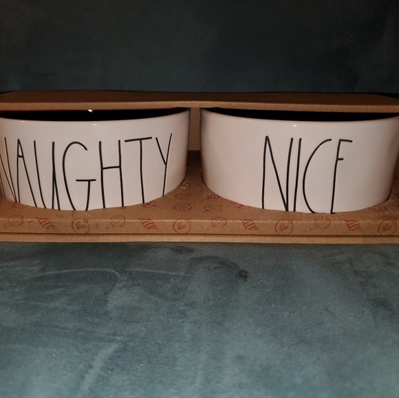 Rae Dunn Naughty & Nice Dog Bowls - Picture 1 of 3
